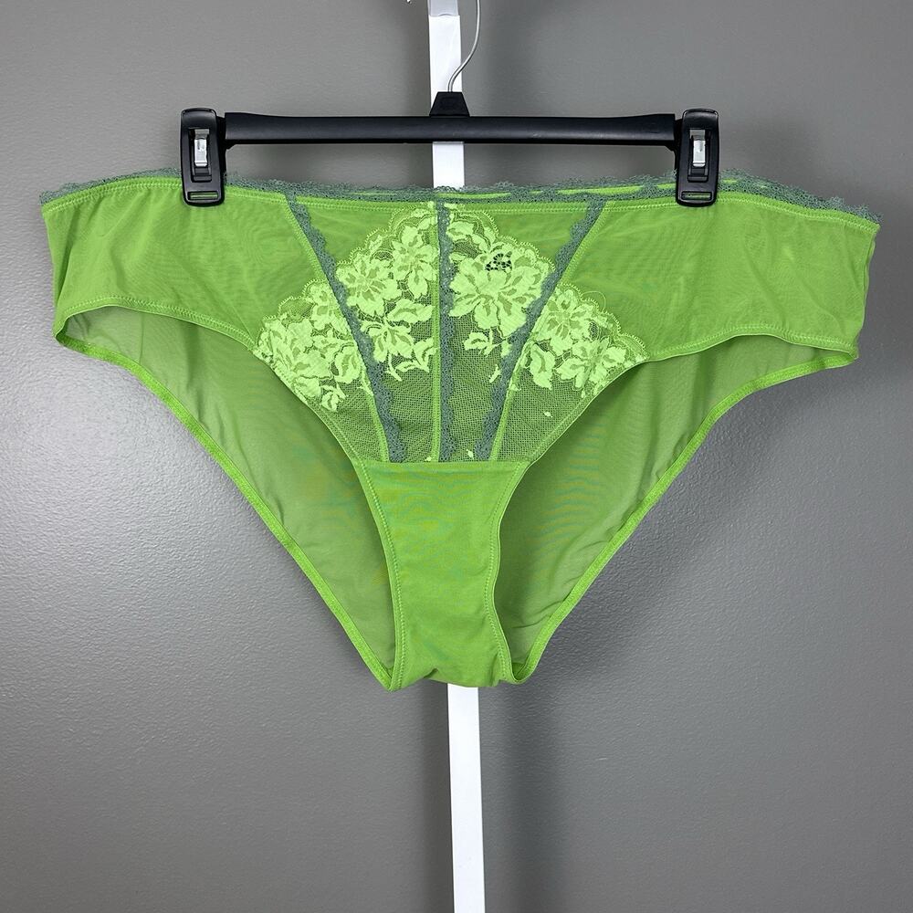 Adore Me Panties Plus Size 3X Green Sheer See Through Lace Bikini Panty New NWT